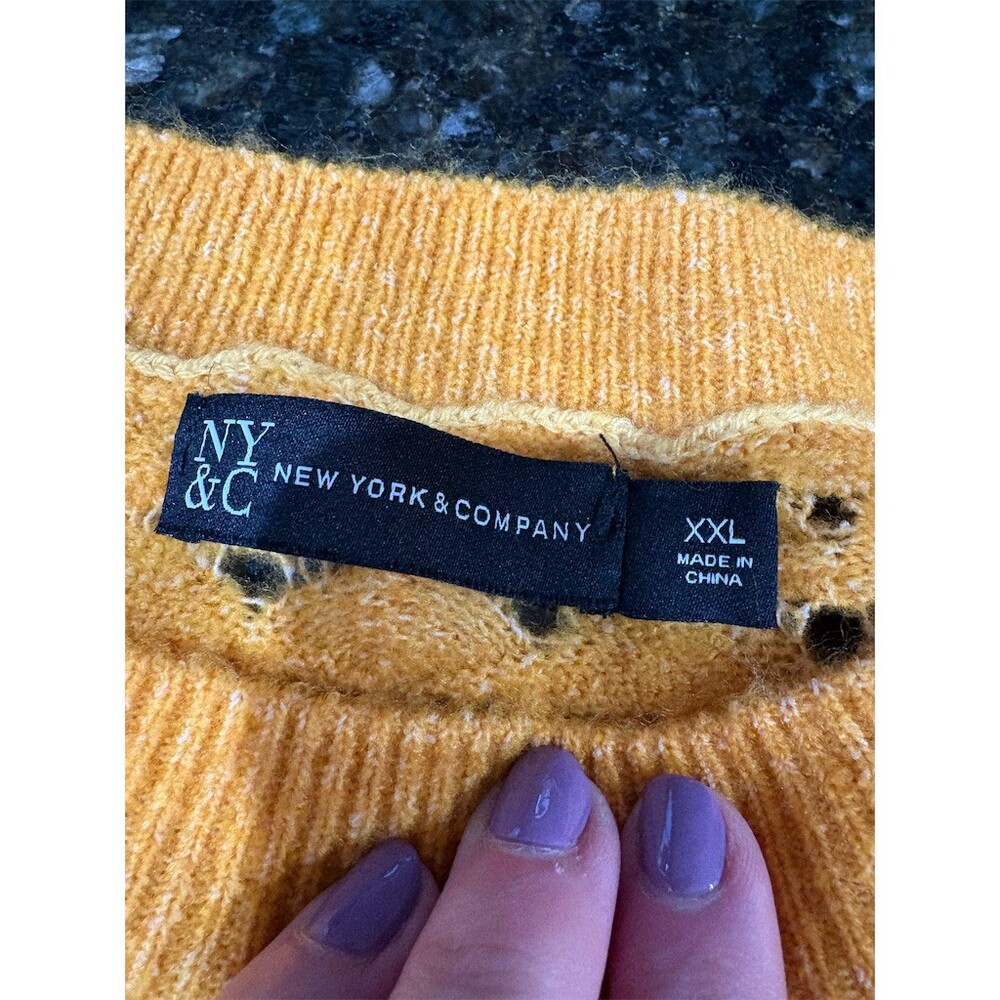 New York & Company Sweater Womens 2XL Mustard Yellow Pullover Balloon - Picture 10 of 10